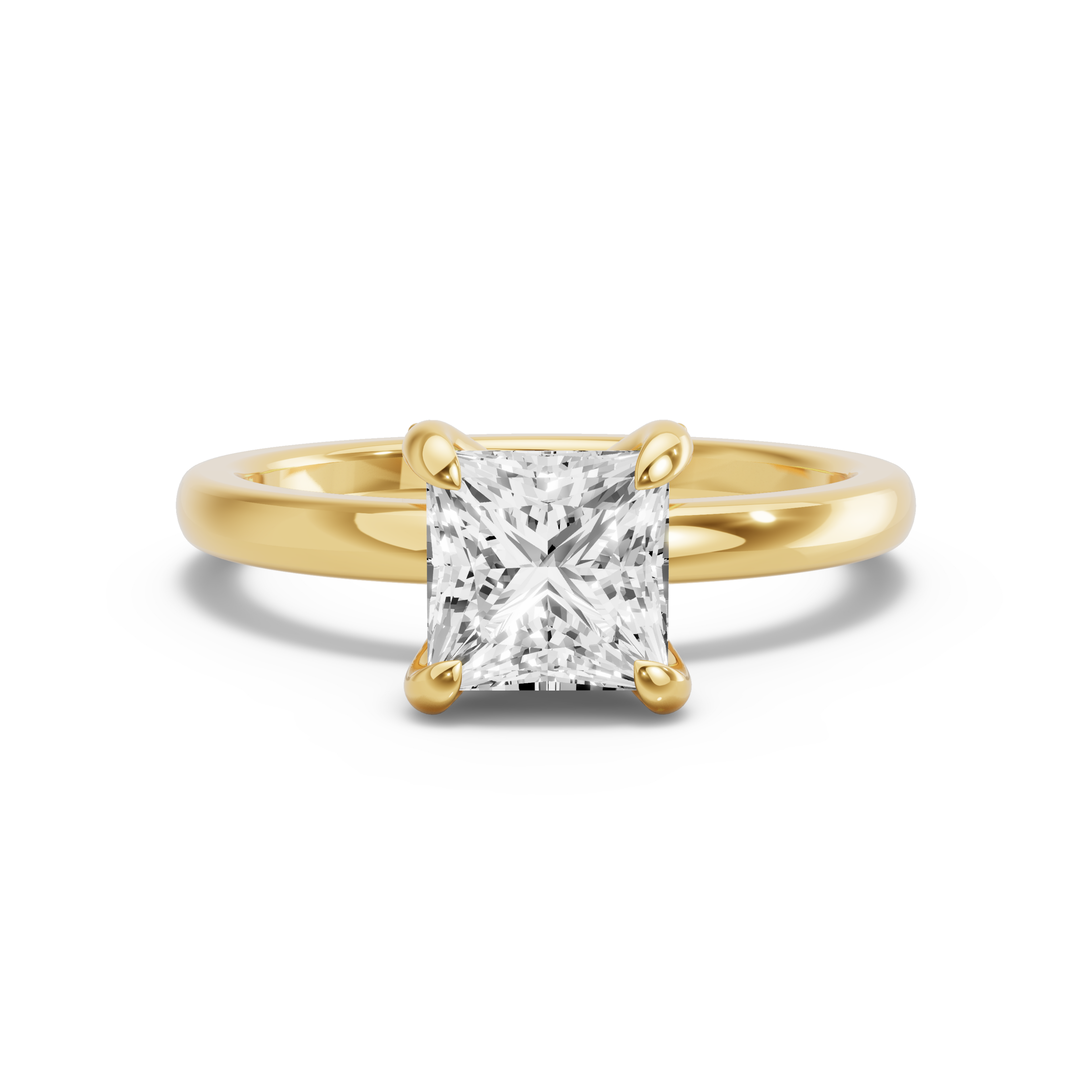 Image for Princess Diamond Tulip Ring with Solitaire band in 14K White Gold