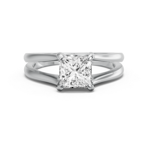 Image for Princess Diamond Tulip Ring with Split Ring Solitaire band in 10K Two Tone Rose Gold