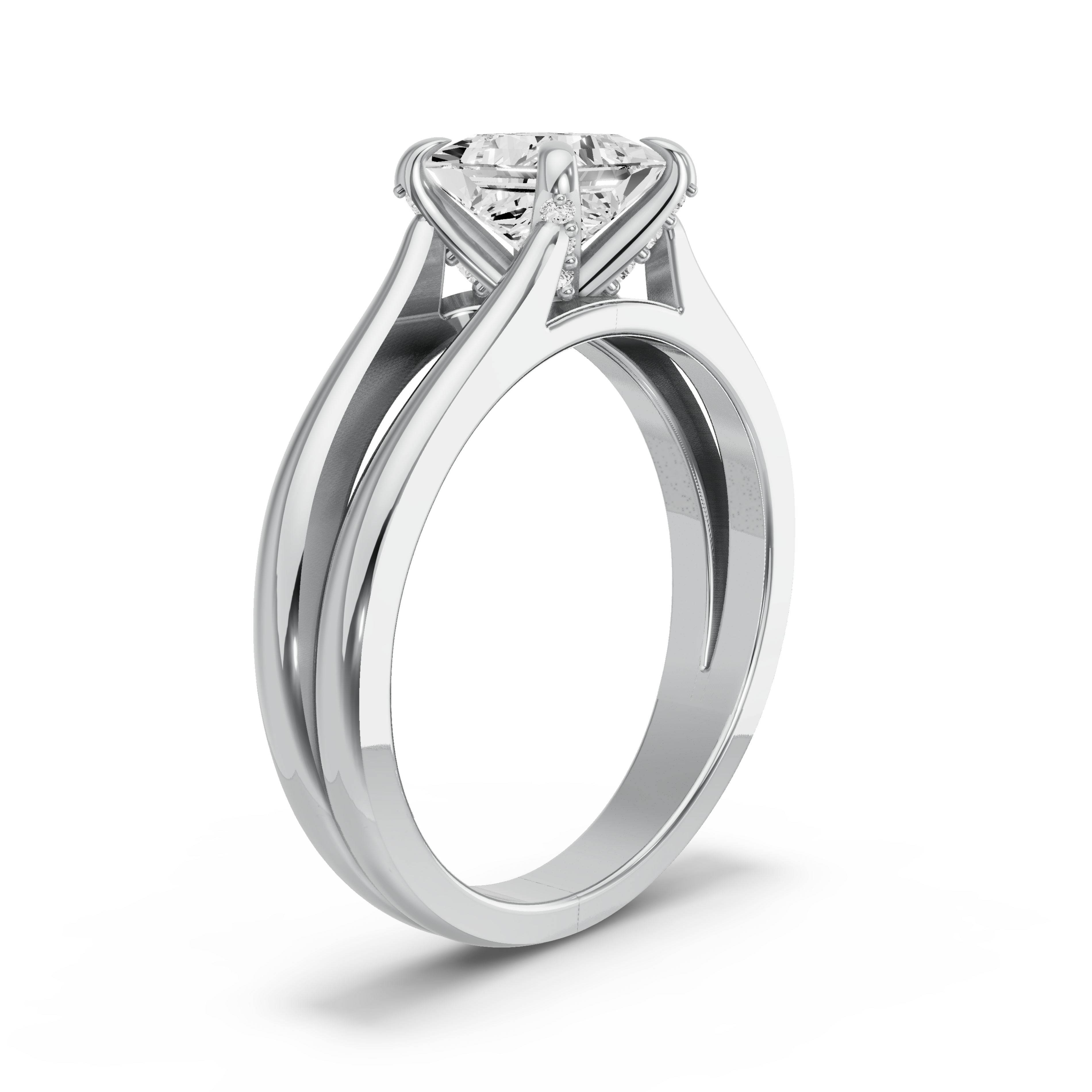 Image for Princess Diamond Tulip Ring with Solitaire band in 950 Platinum