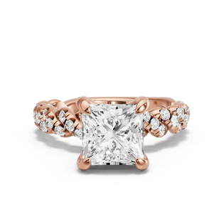 Image for Princess Diamond Tulip Ring with Twist Pave band