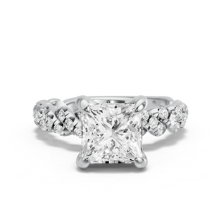 Image for Princess Diamond Tulip Ring with Twist Pave band