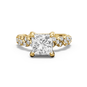 Image for Princess Diamond Tulip Ring with Twist Pave band in 18K White Gold