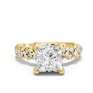 Image for Princess Diamond Tulip Ring with Twist Pave band