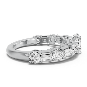 Image for Radiant Diamond Tulip Ring with Alternating Baguette band