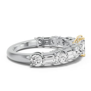 Image for Radiant Diamond Tulip Ring with Alternating Baguette band