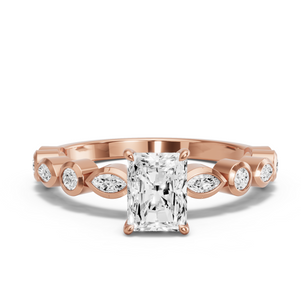 Image for Radiant Diamond Tulip Ring with Alternating Marquise band