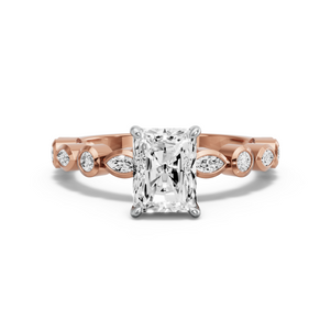 Image for Radiant Diamond Tulip Ring with Alternating Marquise band