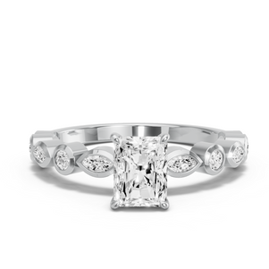 Image for Radiant Diamond Tulip Ring with Alternating Marquise band