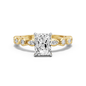 Image for Radiant Diamond Tulip Ring with Alternating Marquise band