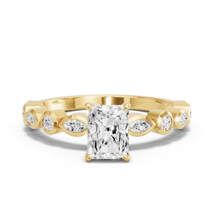 Image for Radiant Diamond Tulip Ring with Alternating Marquise band