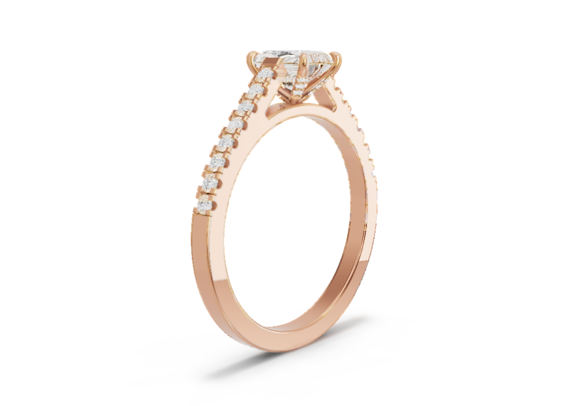 Image for Radiant Diamond Tulip Ring with Cathedral Pave band