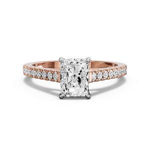 Image for Radiant Diamond Tulip Ring with Cathedral Pave band