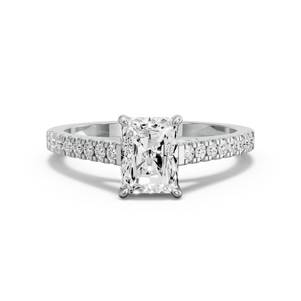 Image for Radiant Diamond Tulip Ring with Cathedral Pave band in 950 Platinum