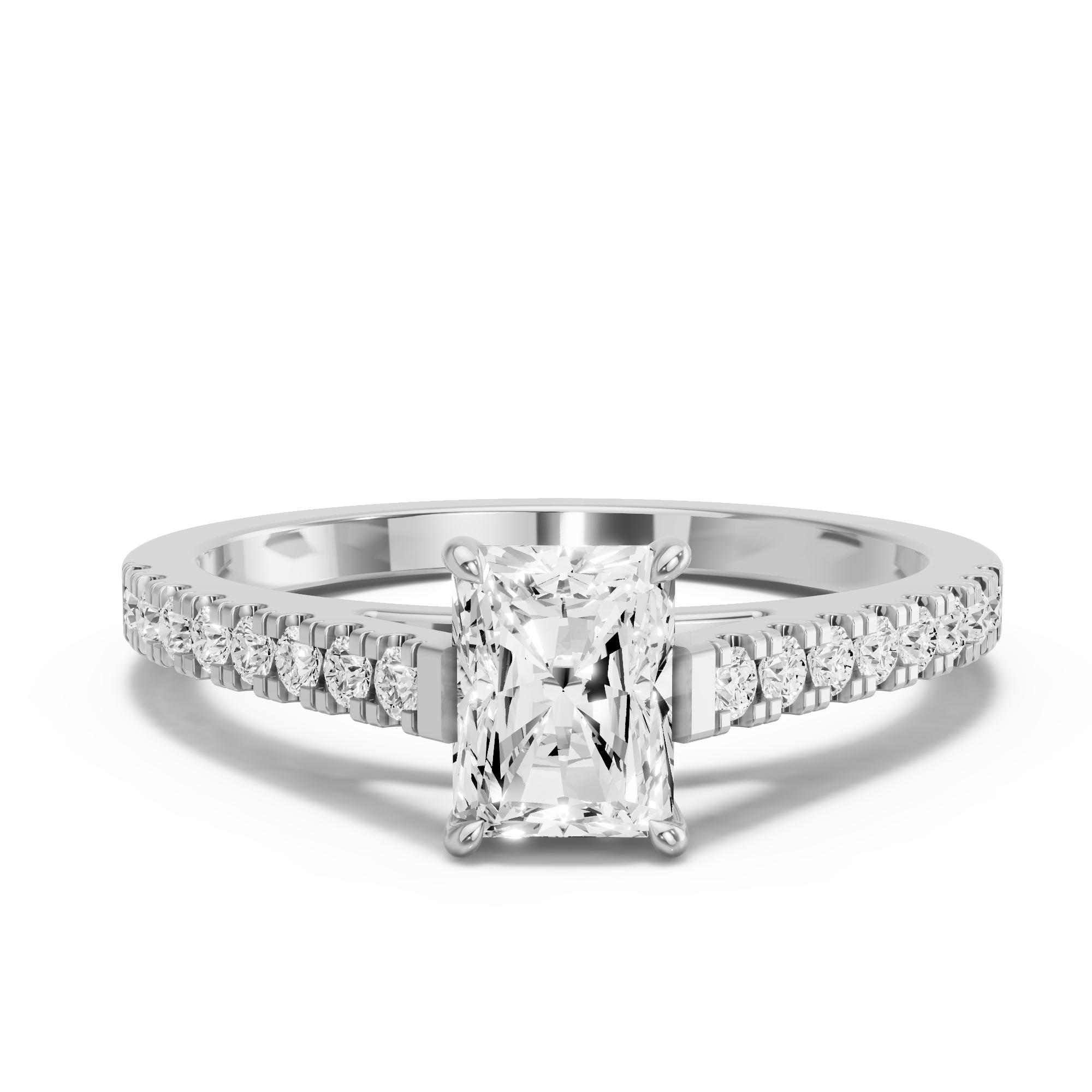 Image for Radiant Diamond Tulip Ring with Cathedral Pave band