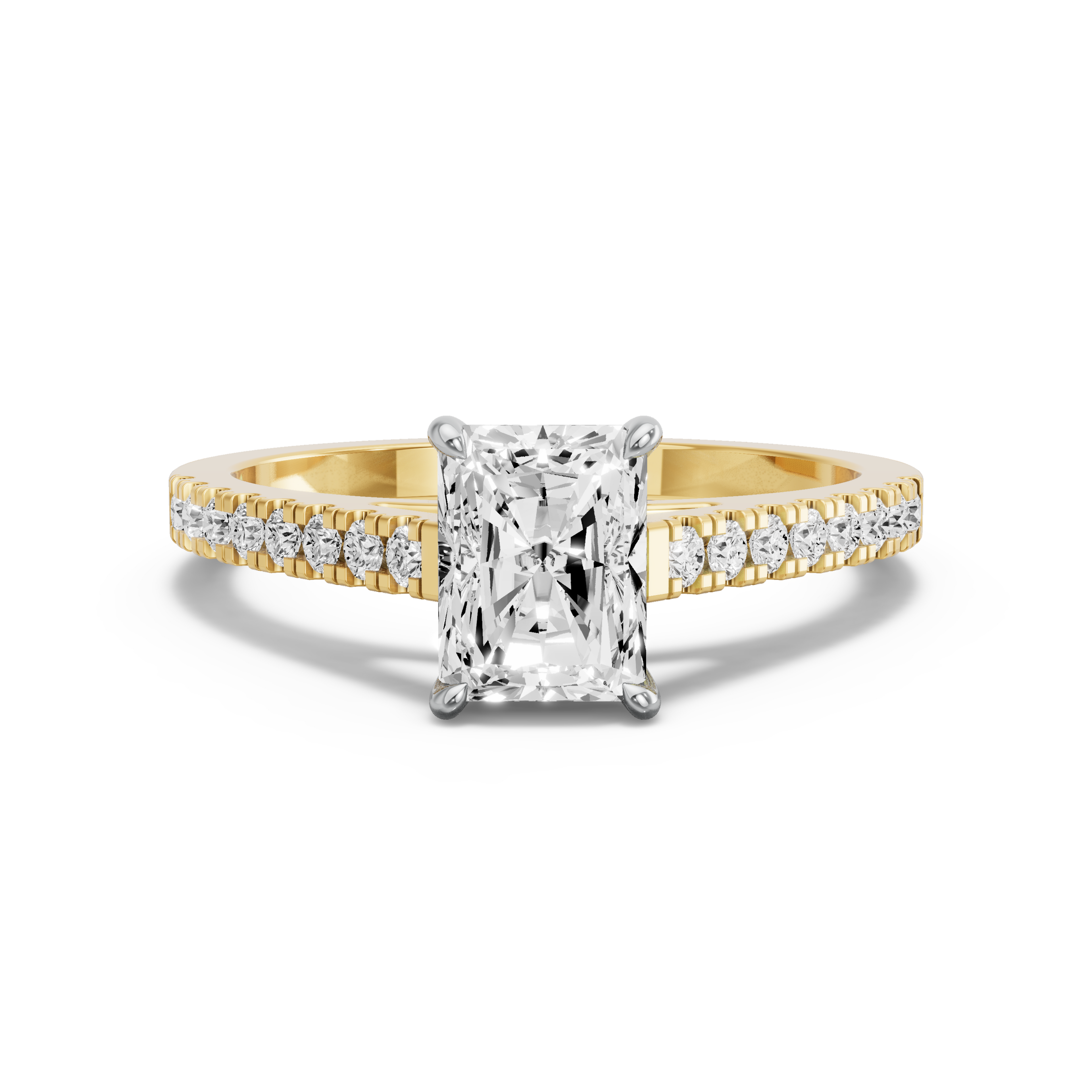 Image for Radiant Diamond Tulip Ring with Cathedral Pave band