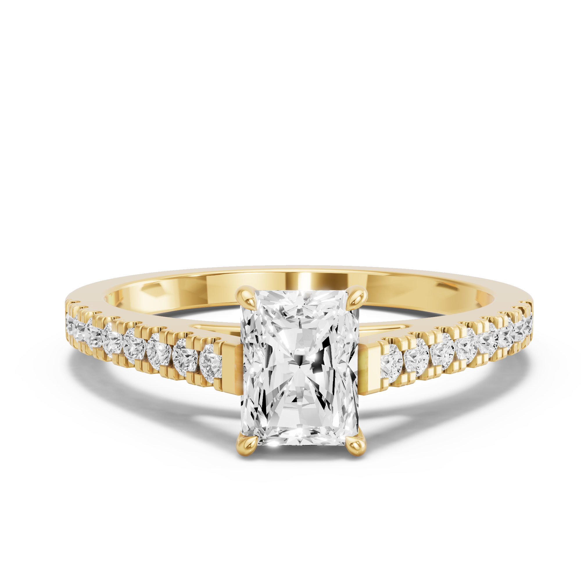 Image for Radiant Diamond Tulip Ring with Cathedral Pave band