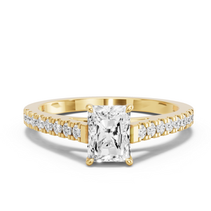 Image for Radiant Diamond Tulip Ring with Cathedral Pave band