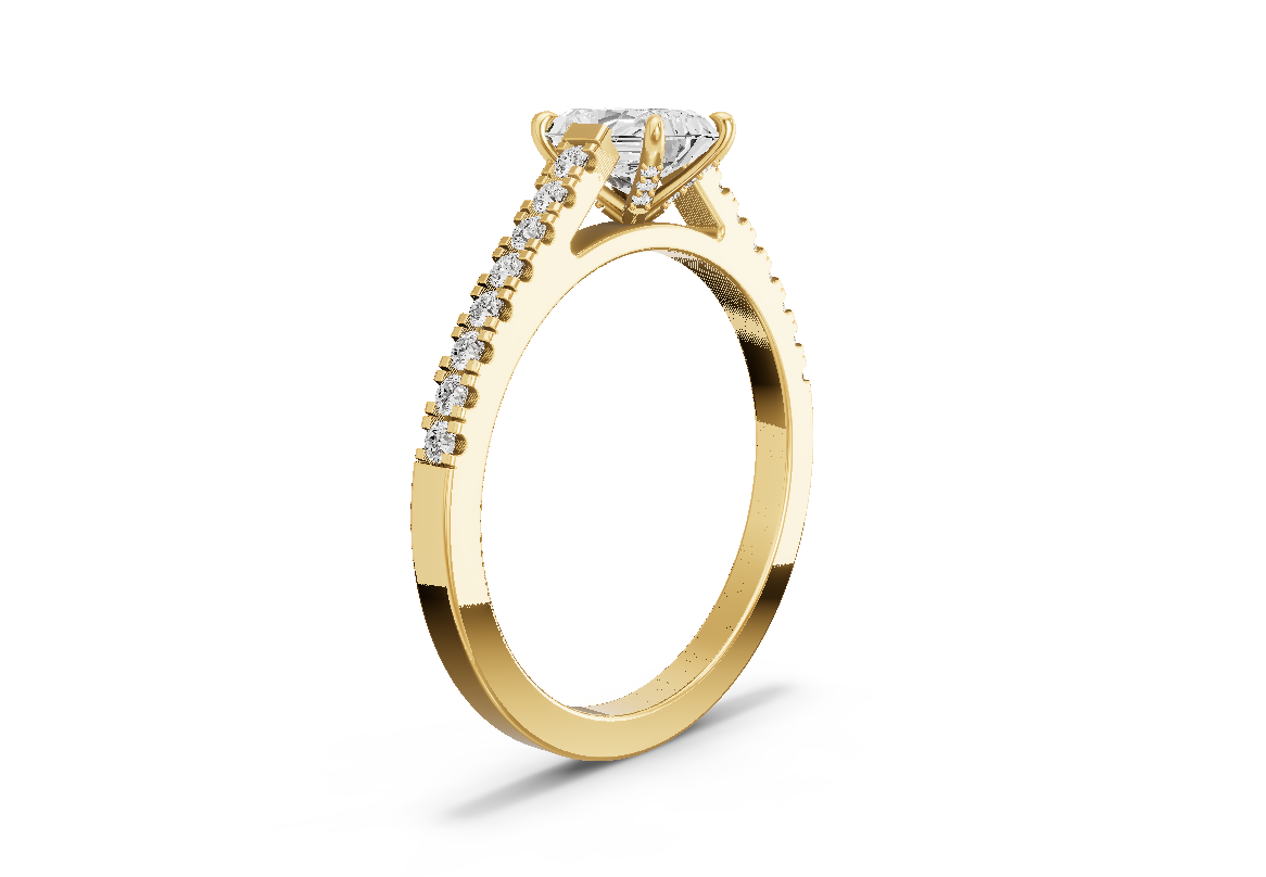 Image for Radiant Diamond Tulip Ring with Cathedral Pave band