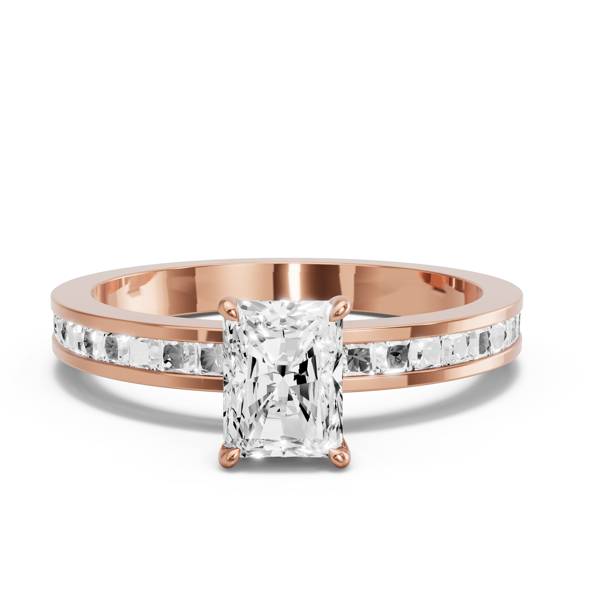 Image for Radiant Diamond Tulip Ring with Channel band