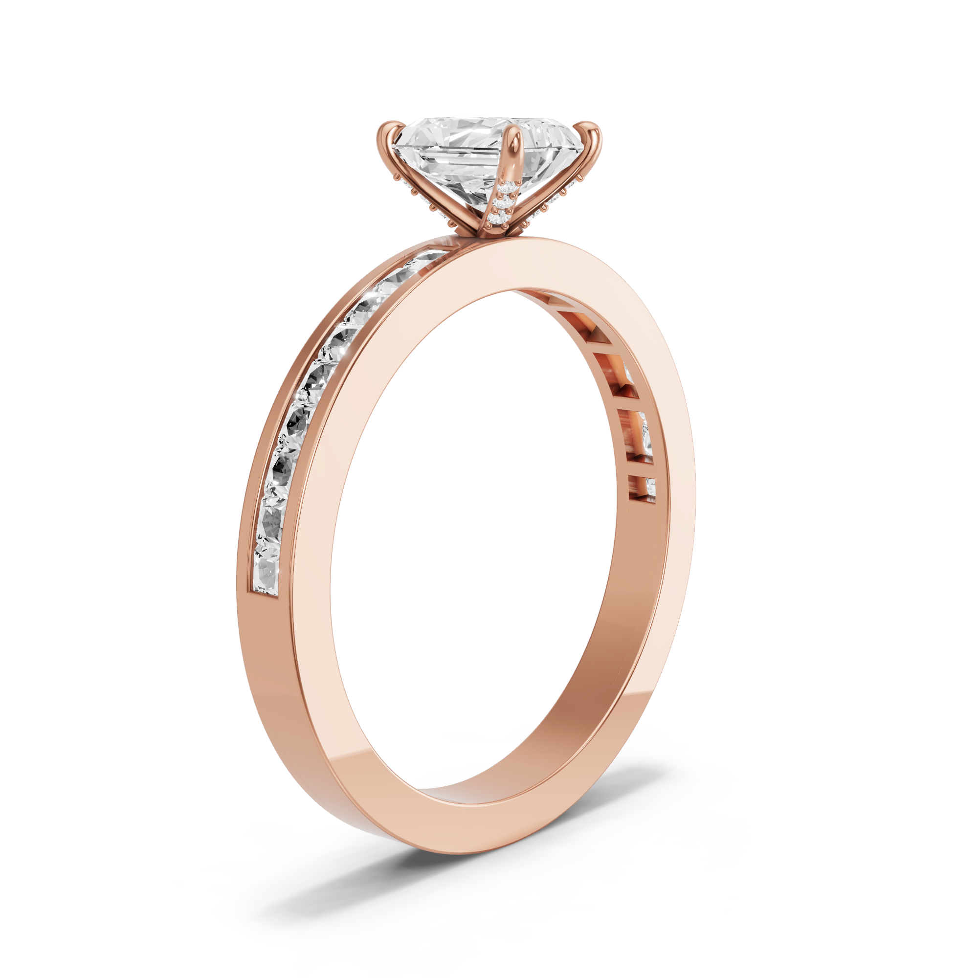 Image for Radiant Diamond Tulip Ring with Channel band