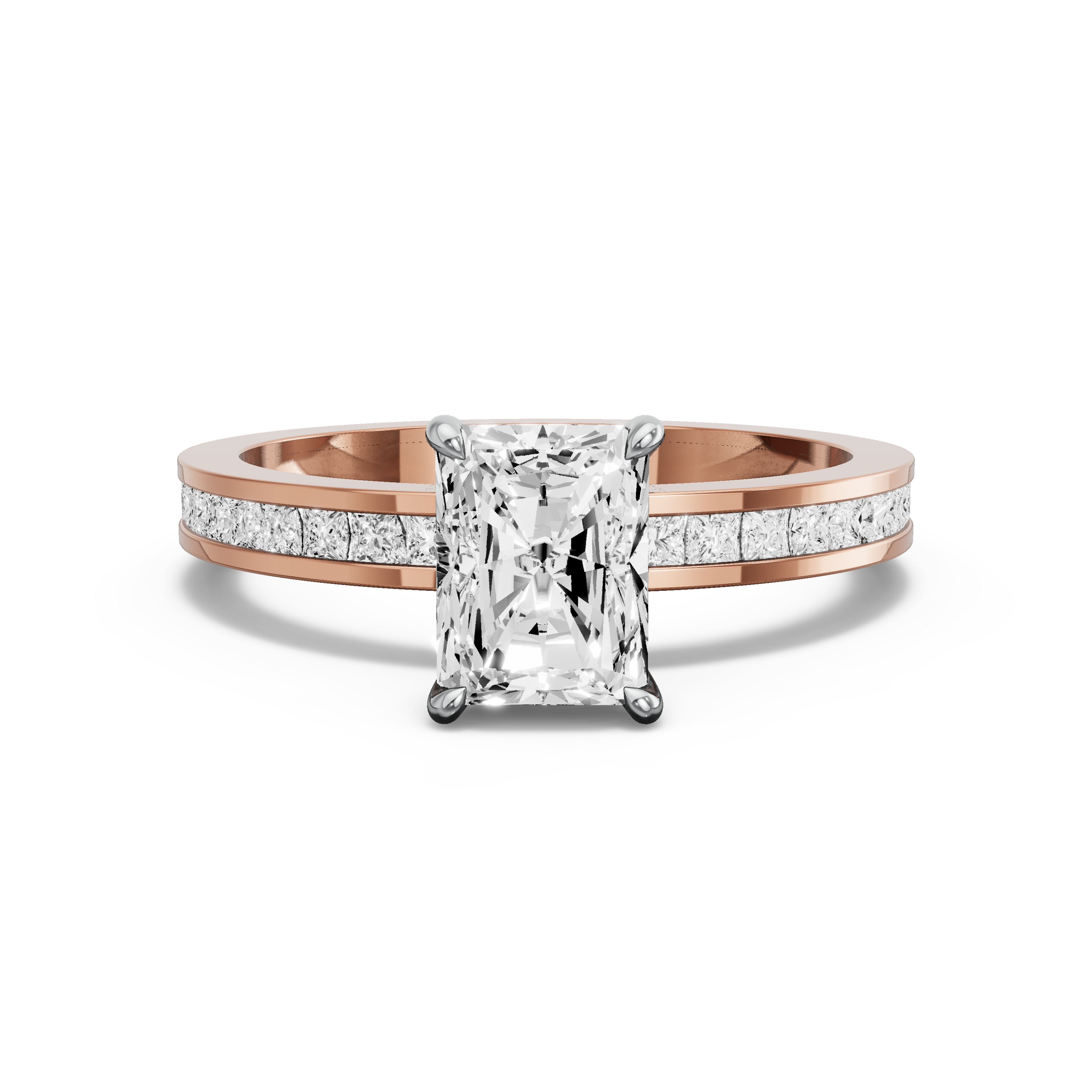 Image for Radiant Diamond Tulip Ring with Channel band