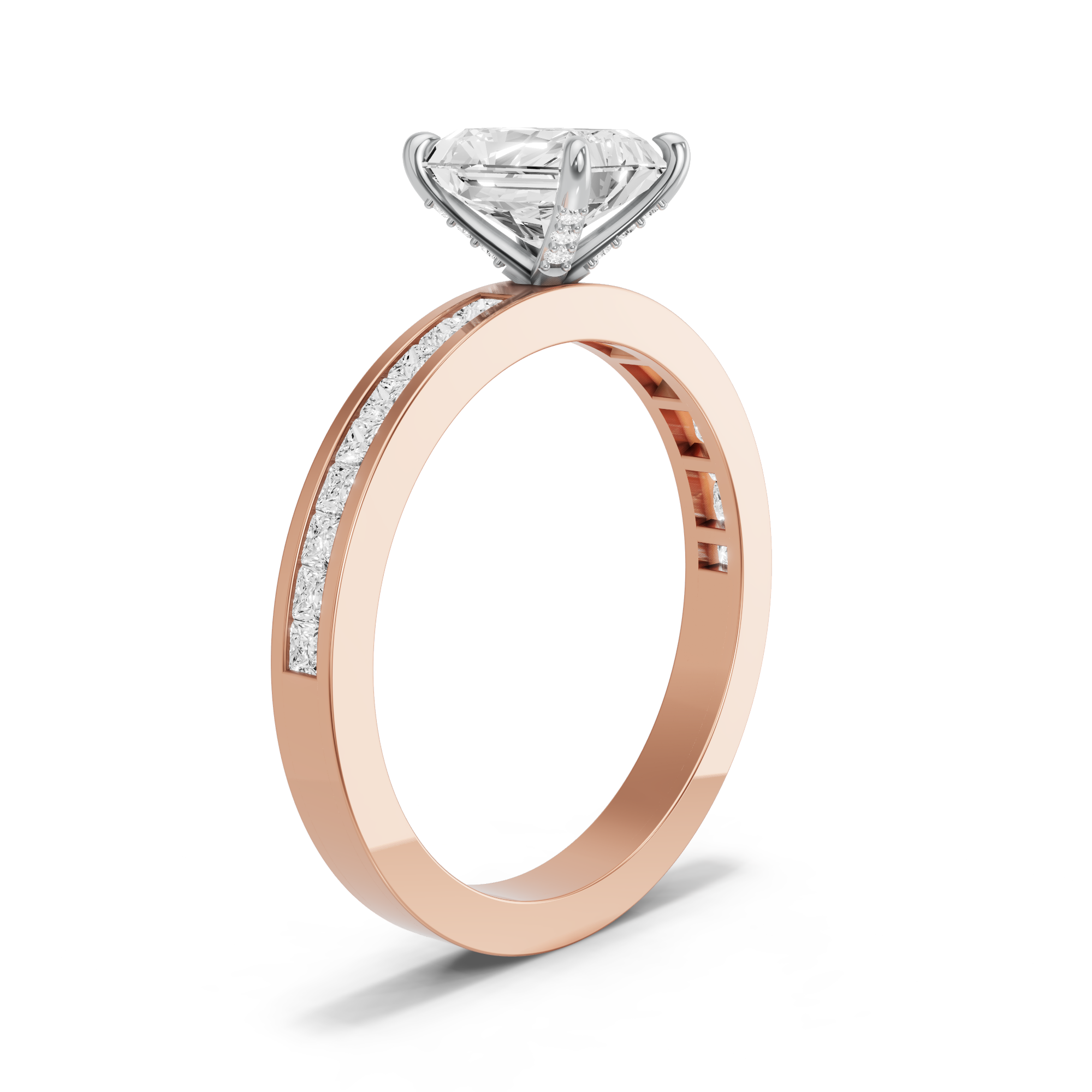 Image for Radiant Diamond Tulip Ring with Channel band