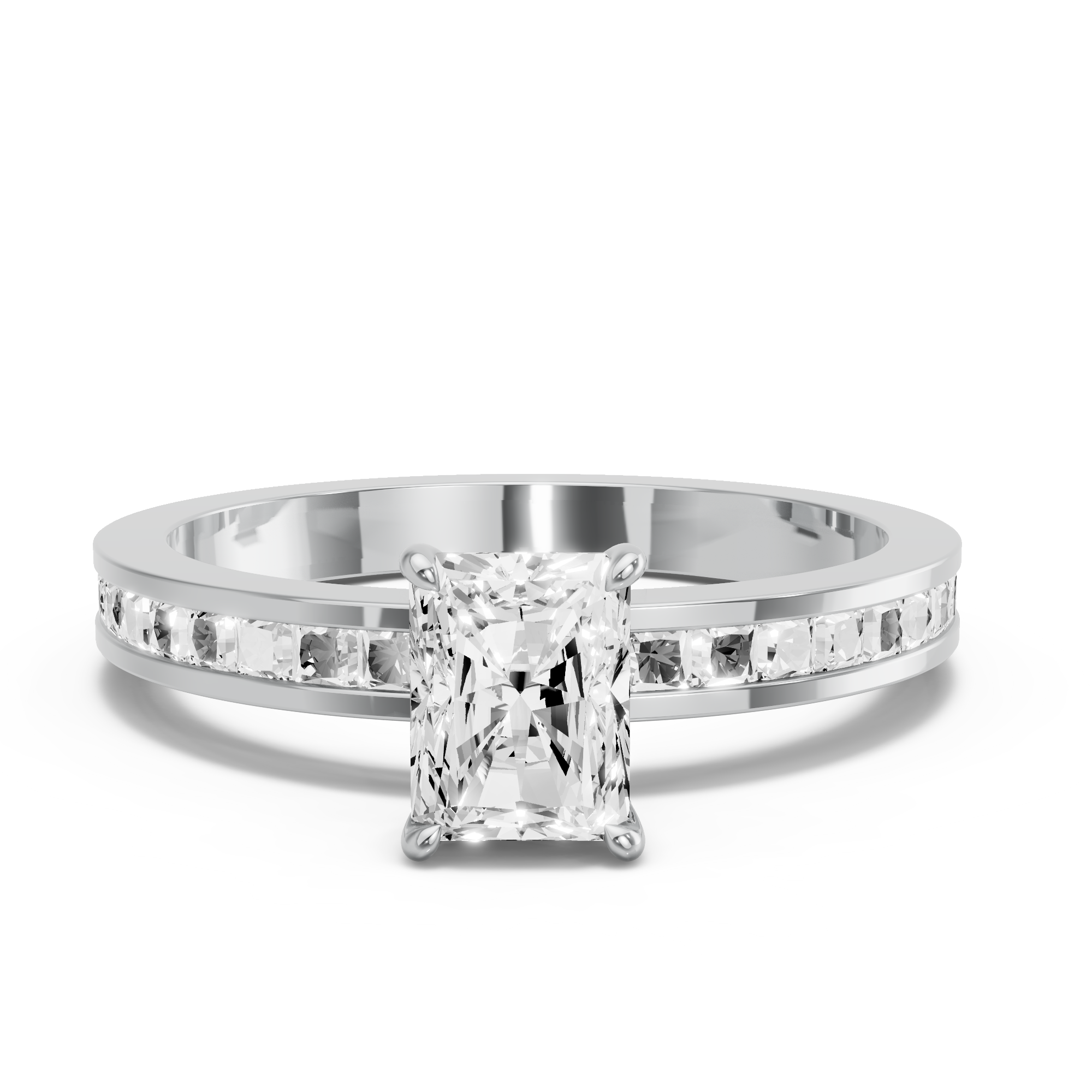 Image for Radiant Diamond Tulip Ring with Channel band