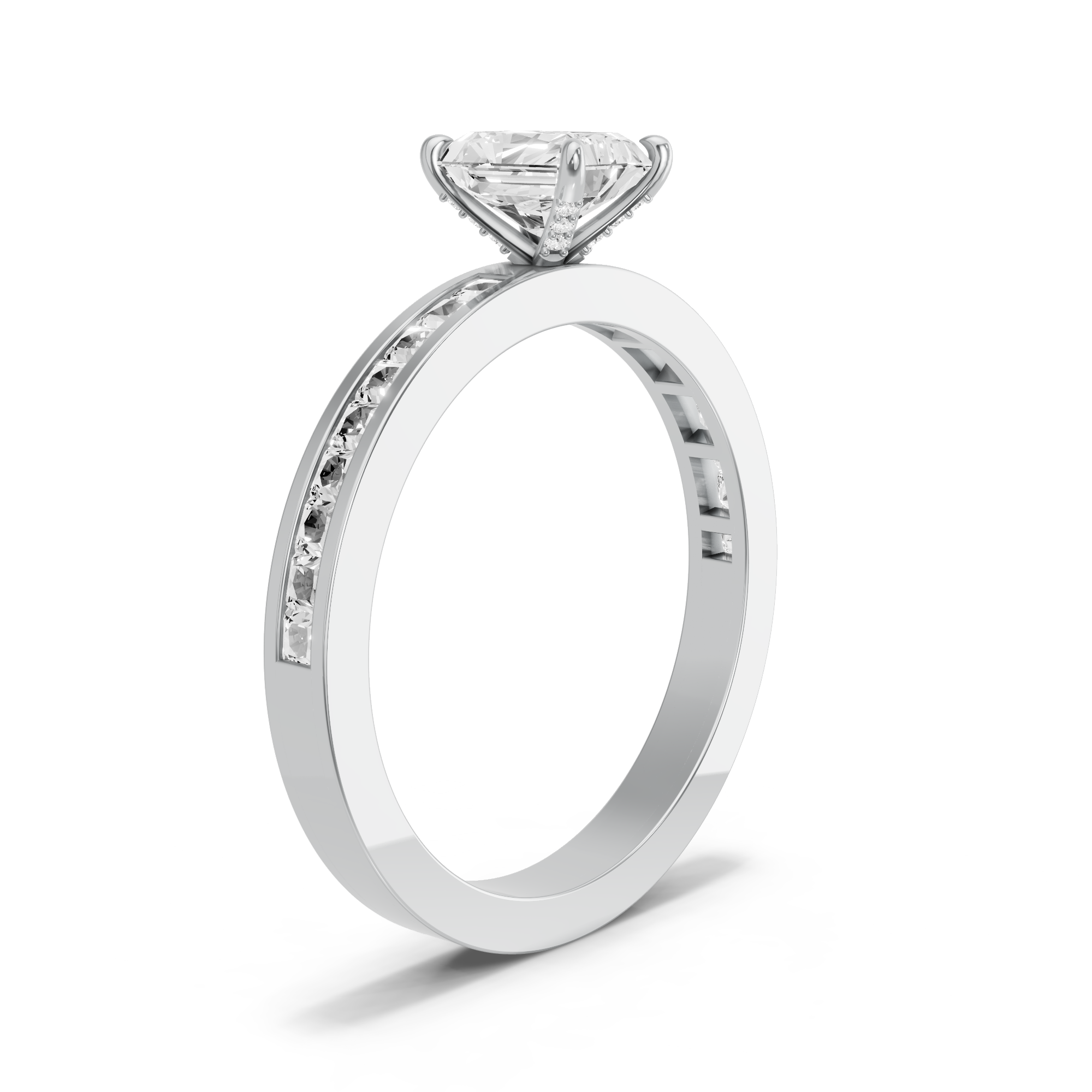 Image for Radiant Diamond Tulip Ring with Channel band