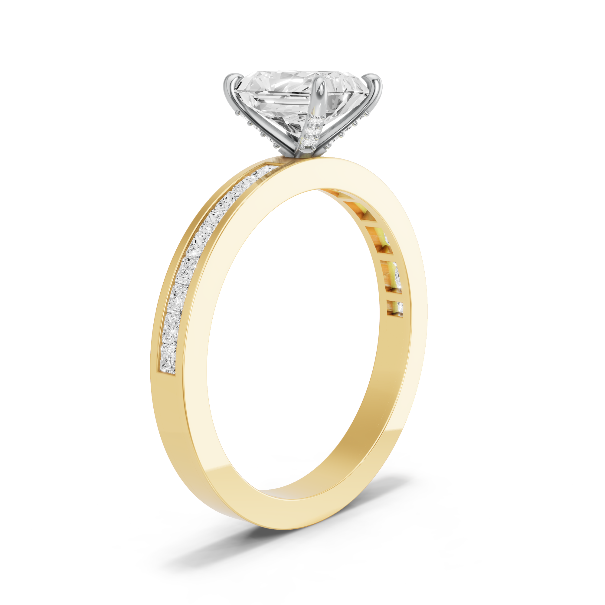 Image for Radiant Diamond Tulip Ring with Channel band