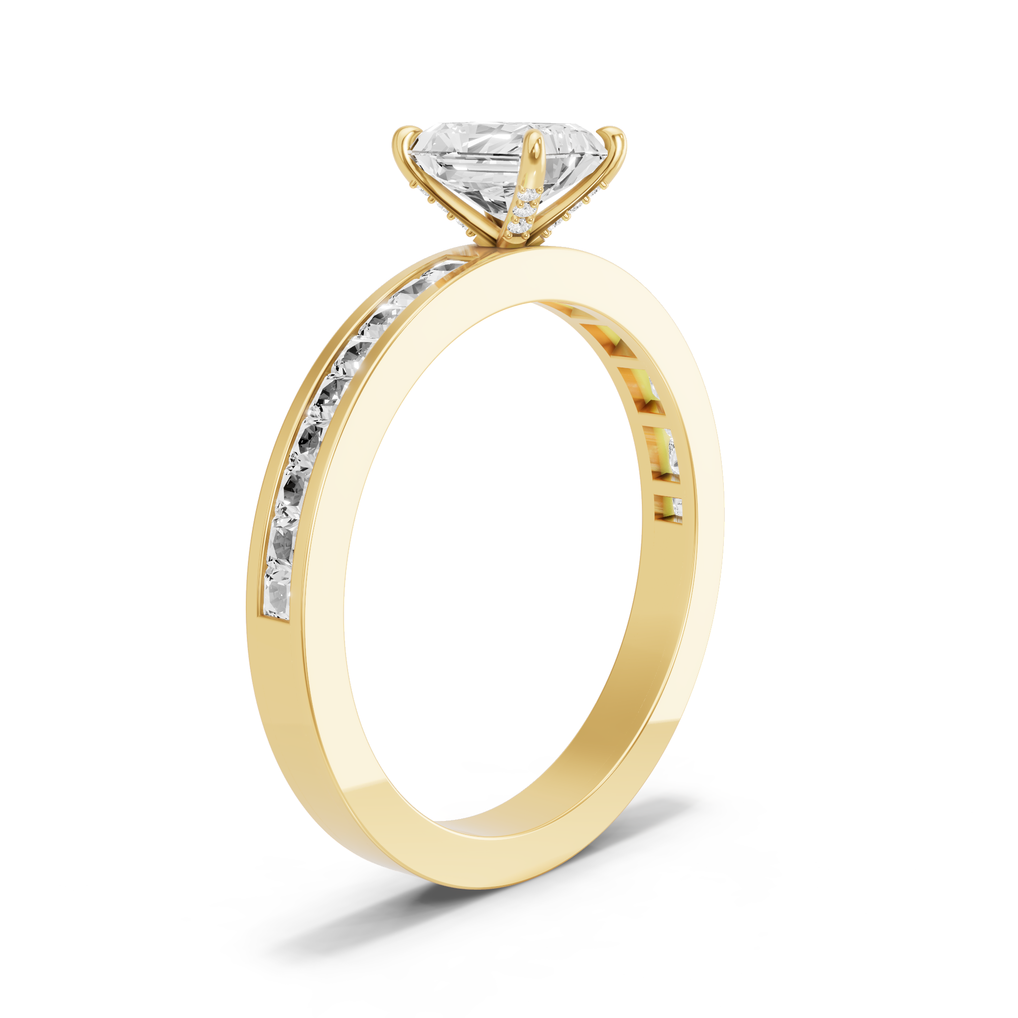 Image for Radiant Diamond Tulip Ring with Channel band