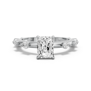 Image for Radiant Diamond Tulip Ring with Floating Station band in 950 Platinum