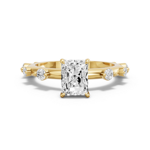Image for Radiant Diamond Tulip Ring with Floating Station band in 18K Yellow Gold