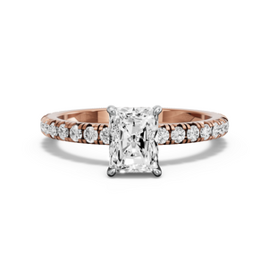 Image for Radiant Diamond Tulip Ring with French Pave band