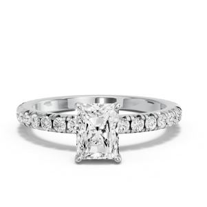 Image for Radiant Diamond Tulip Ring with French Pave band