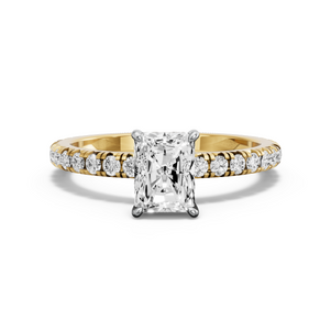 Image for Radiant Diamond Tulip Ring with French Pave band
