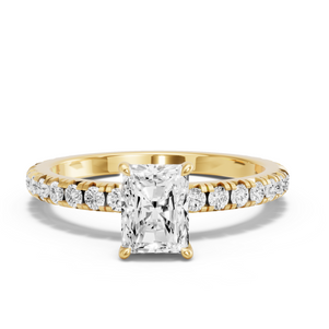 Image for Radiant Diamond Tulip Ring with French Pave band