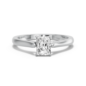 Image for Radiant Diamond Tulip Ring with Knife Edge Cathedral band in 18K White Gold