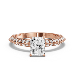 Image for Radiant Diamond Tulip Ring with Knife Edge Pave band