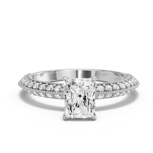 Image for Radiant Diamond Tulip Ring with Knife Edge Pave band