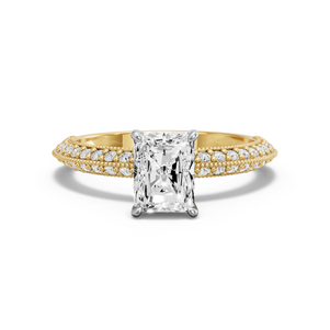 Image for Radiant Diamond Tulip Ring with Knife Edge Pave band