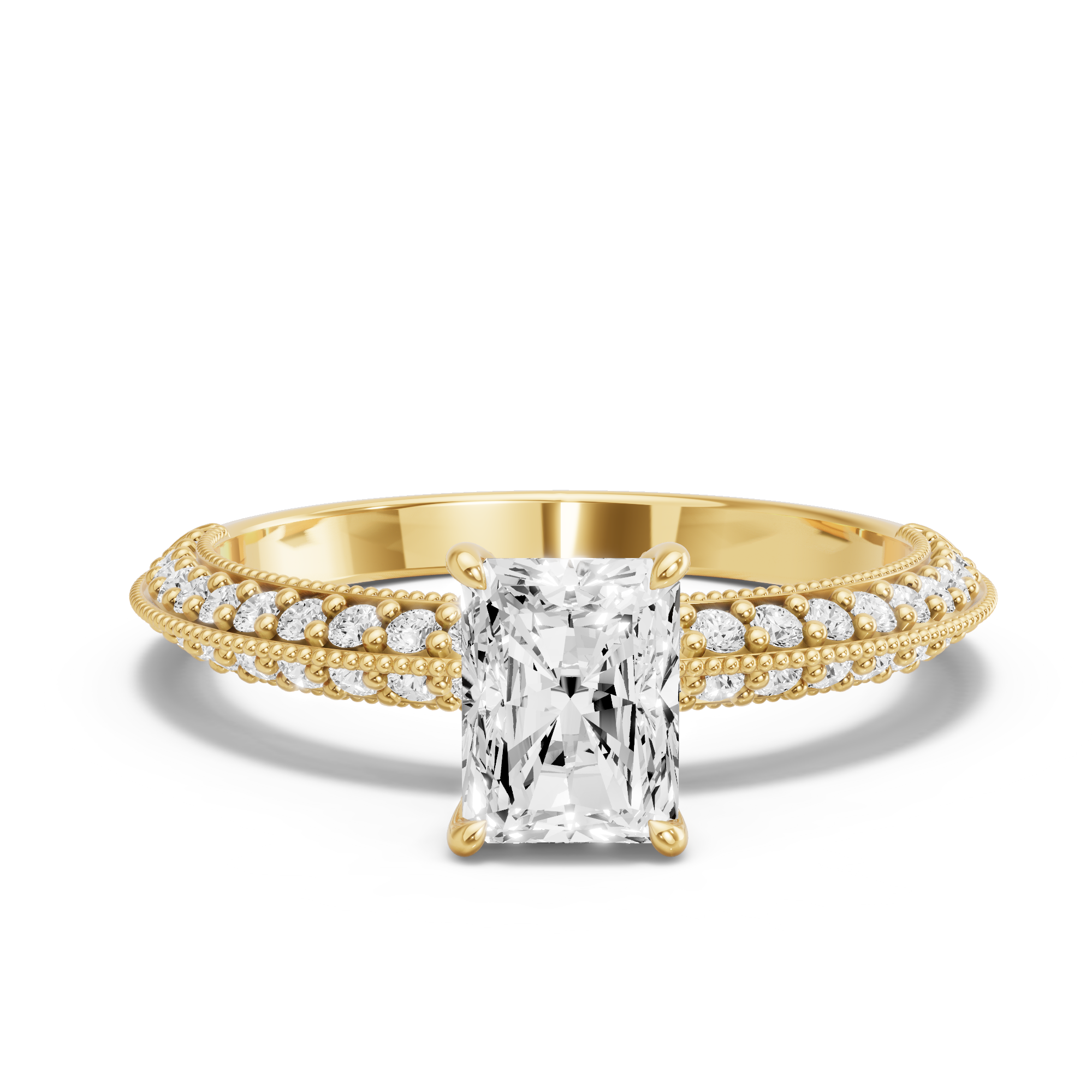 Image for Radiant Diamond Tulip Ring with Knife Edge Pave band