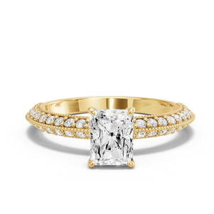 Image for Radiant Diamond Tulip Ring with Knife Edge Pave band