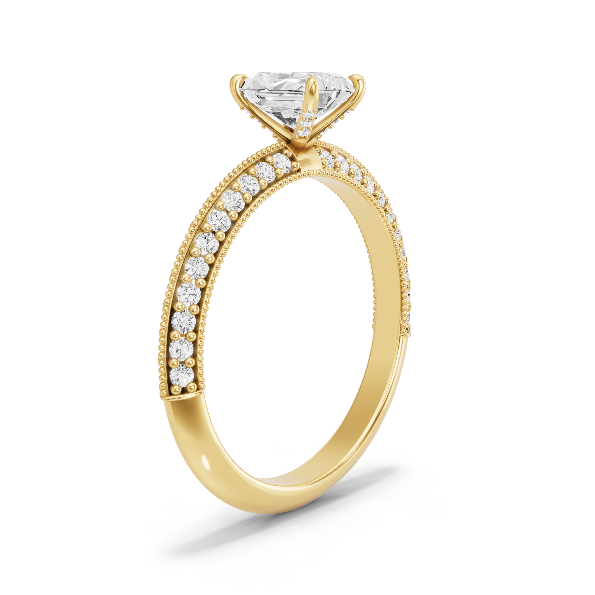 Image for Radiant Diamond Tulip Ring with Knife Edge Pave band
