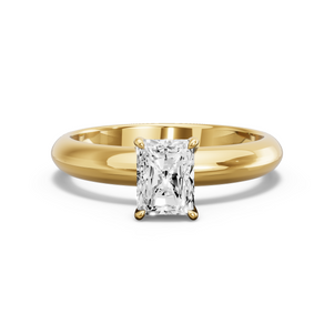 Image for Radiant Diamond Tulip Ring with Knife Edge Solitaire band in 14K Yellow Gold