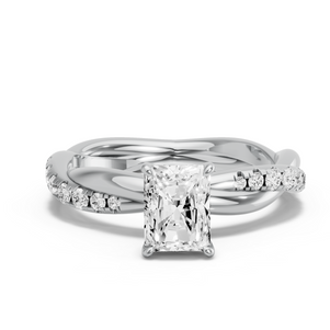 Image for Radiant Diamond Tulip Ring with Rope Pave band