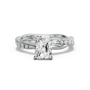 Image for Radiant Diamond Tulip Ring with Rope Pave band in 14K White Gold
