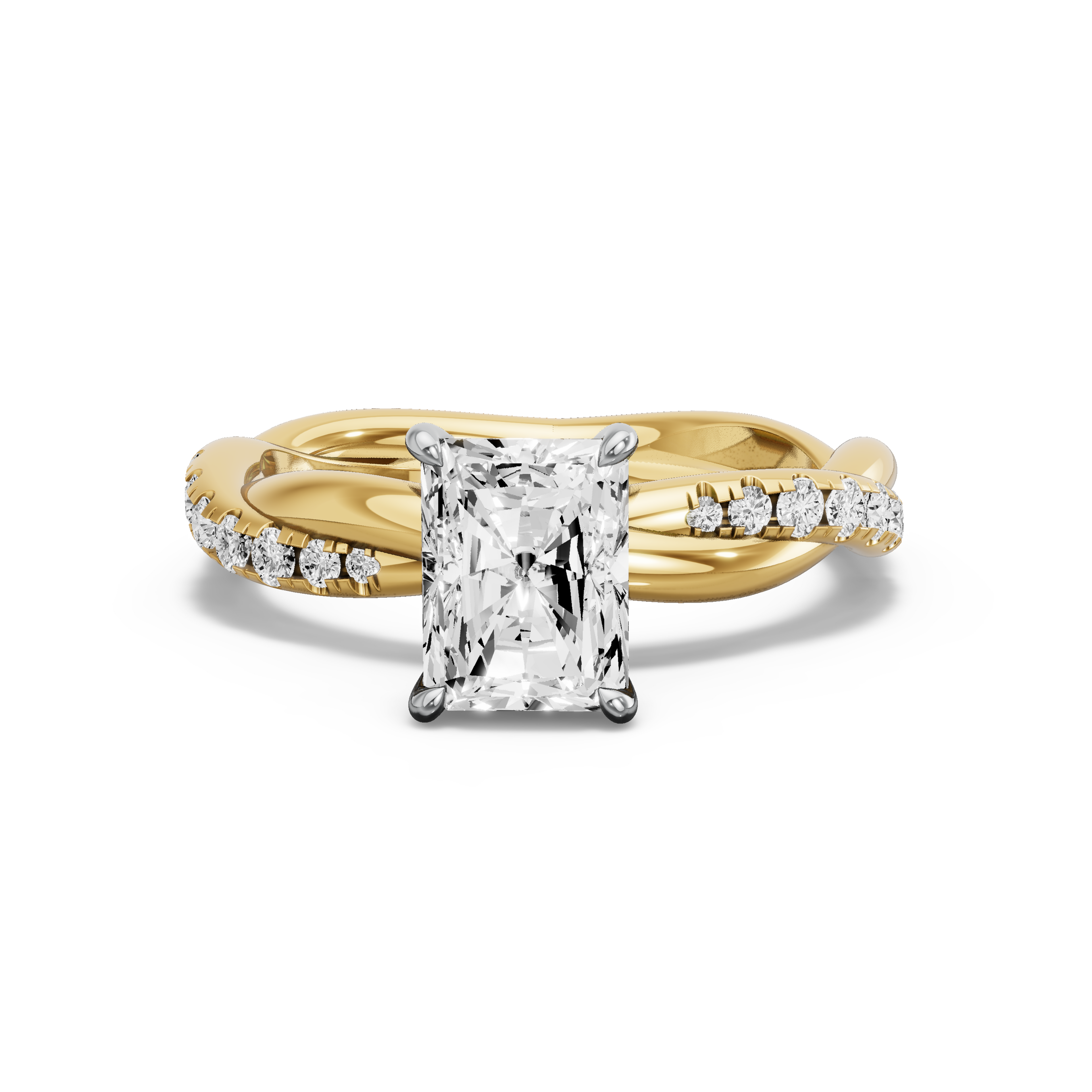 Image for Radiant Diamond Tulip Ring with Rope Pave band