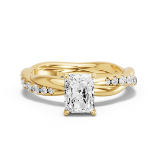 Image for Radiant Diamond Tulip Ring with Rope Pave band