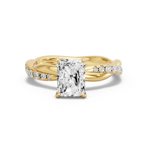 Image for Radiant Diamond Tulip Ring with Rope Pave band in 18K Yellow Gold