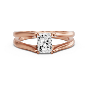 Image for Radiant Diamond Tulip Ring with Split Ring Solitaire band in 10K Rose Gold